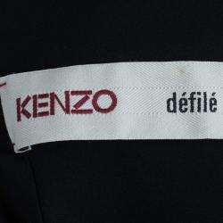 Pre Owned Kenzo Black Draped Asymmetric Top M