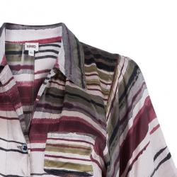 Pre Owned قميص كينزو  حرير طباعة خطوط متعدد الألوان L