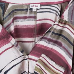 Pre Owned قميص كينزو  حرير طباعة خطوط متعدد الألوان L