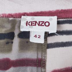 Pre Owned قميص كينزو  حرير طباعة خطوط متعدد الألوان L