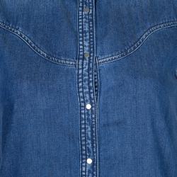 Pre Owned Kenzo Indigo Denim Ruffle Bottom Sleeveless Dress S