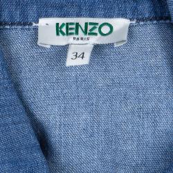 Pre Owned Kenzo Indigo Denim Ruffle Bottom Sleeveless Dress S