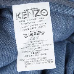 Pre Owned Kenzo Indigo Denim Ruffle Bottom Sleeveless Dress S