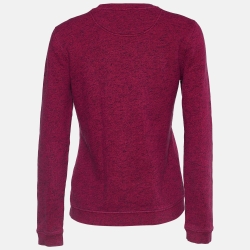 Pre Owned Kenzo Pink Mélange Cotton Eiffel Tower Embroidered Sweatshirt M