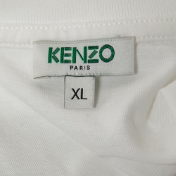 Pre Owned Kenzo White Tiger Memento Print Cotton Crew Neck T-Shirt XL