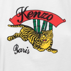 Pre Owned Kenzo White Tiger Memento Print Cotton Crew Neck T-Shirt XL