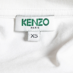 Pre Owned Kenzo White Cotton Logo Print T-Shirt XS