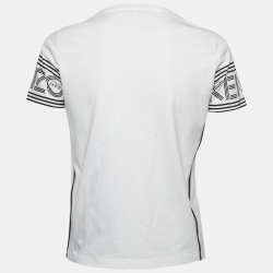 Pre Owned Kenzo White Cotton Logo Print T-Shirt XS