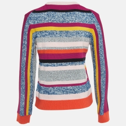 Pre Owned Kenzo Multicolor Striped Patterned Knit Sweater M