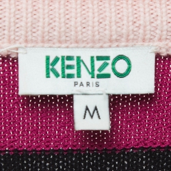 Pre Owned Kenzo Multicolor Striped Patterned Knit Sweater M