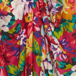 Pre Owned Kenzo Multicolor Floral Print Silk Shoulder Strap Maxi Dress M