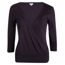 Pre Owned Kenzo Purple Cotton Knit Crossover Top M