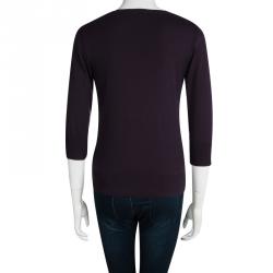 Pre Owned Kenzo Purple Cotton Knit Crossover Top M