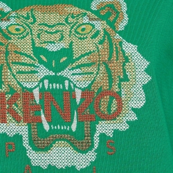 Pre Owned Kenzo Green Tiger Embroidered Cotton Crew Neck T-Shirt M