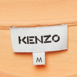 Pre Owned Kenzo Peach Pink Tiger Embroidered Cotton Crew Neck T-Shirt M