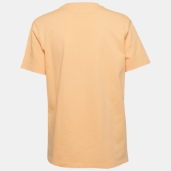 Pre Owned Kenzo Peach Pink Tiger Embroidered Cotton Crew Neck T-Shirt M