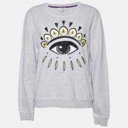 Grey Cotton Eye Embroidered Sweatshirt