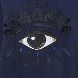 مملوكة مسبقًا Kenzo Navy Blue Crepe Evil Eye Embroidered Jumper L