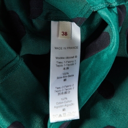 Pre Owned Kenzo Green Polka Dot Print Silk Ruffled Blouse M