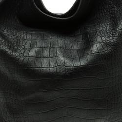 Pre Owned Kenzo Black Croc Embossed Leather Hobo