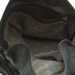 Pre Owned Kenzo Black Croc Embossed Leather Hobo