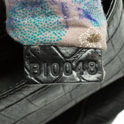 Pre Owned Kenzo Black Croc Embossed Leather Hobo