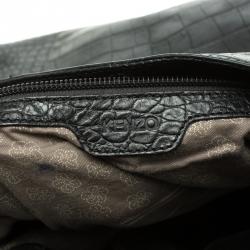 Pre Owned Kenzo Black Croc Embossed Leather Hobo