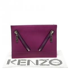 Pre Owned Kenzo Fuschia Leather Kalifornia Clutch