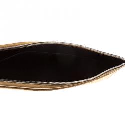 Pre Owned Kenzo Gold Embossed Leather Clutch 