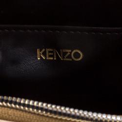 Pre Owned Kenzo Gold Embossed Leather Clutch 