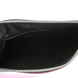 Pre Owned Kenzo Pink/Black Patent Leather and Leather Logo Printed Pouch