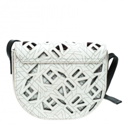 Pre Owned Kenzo White Laser Cut Leather Flying Crossbody Bag