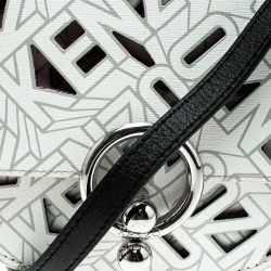 Pre Owned Kenzo White Laser Cut Leather Flying Crossbody Bag