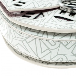 Pre Owned Kenzo White Laser Cut Leather Flying Crossbody Bag