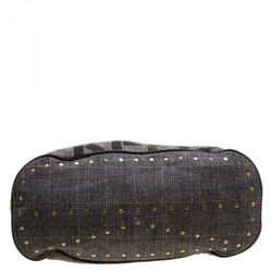 Pre Owned Kenzo Grey/Black Fabric and Leather Shoulder Bag