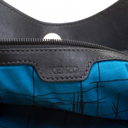 Pre Owned Kenzo Grey/Black Fabric and Leather Shoulder Bag