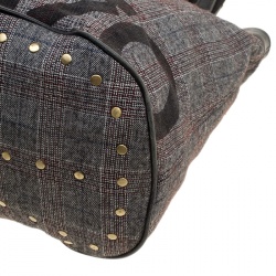 Pre Owned Kenzo Grey/Black Fabric and Leather Shoulder Bag