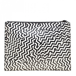 Pre Owned Kenzo Black/White Leather Disjointed Chevron Clutch
