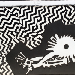 Pre Owned Kenzo Black/White Leather Disjointed Chevron Clutch