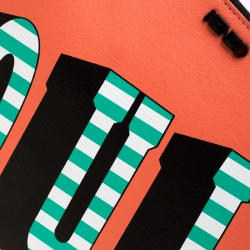 Pre Owned Kenzo Coral Orange Leather Oui & Non Clutch