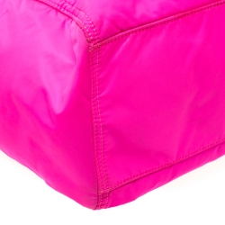 Pre Owned Kenzo Neon Pink Nylon Shopper Tote