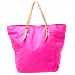 Pre Owned Kenzo Neon Pink Nylon Shopper Tote