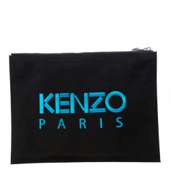 Pre Owned Kenzo Multicolored Tiger Embroidered Canvas A4 Clutch