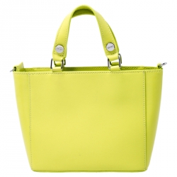 Pre Owned Kenzo Neon Green Leather Mini Eye Tote