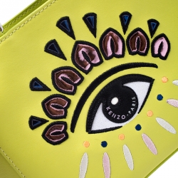 Pre Owned Kenzo Neon Green Leather Mini Eye Tote