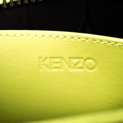 Pre Owned Kenzo Neon Green Leather Mini Eye Tote