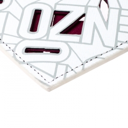 Pre Owned Kenzo White Cut Flying Leather Logo Zip Pouch