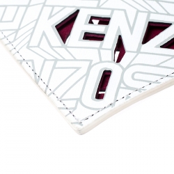 Pre Owned Kenzo White Cut Flying Leather Logo Zip Pouch