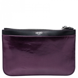Pre Owned Kenzo Metallic Purple PVC Tiger Clucth