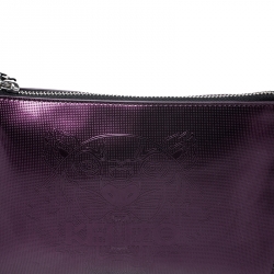 Pre Owned Kenzo Metallic Purple PVC Tiger Clucth
